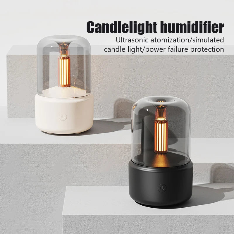120Ml Air Humidifier Candlelight Night Light Fragrance Diffuser Home Essential Oil Mist Sprayer Air Purifier Aroma Humidificador