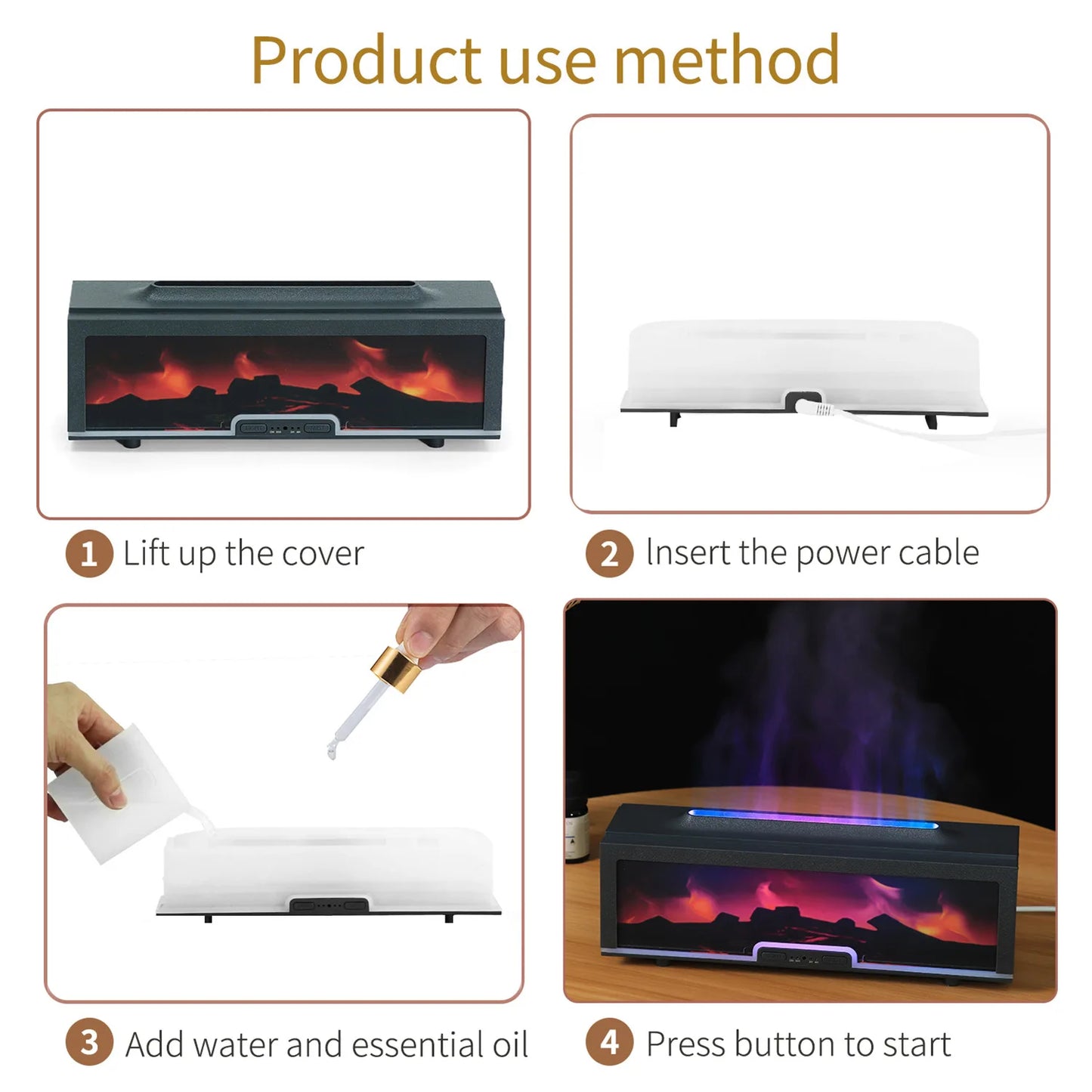 🔥 Diffuseur à flamme Luméa – Brume apaisante, lumière réaliste et télécommande