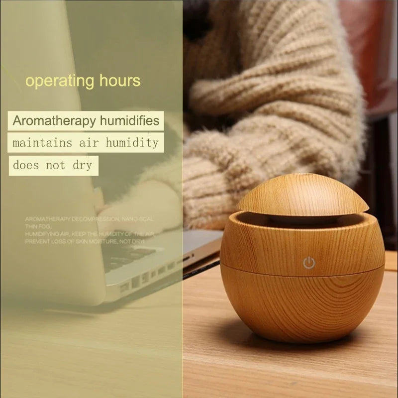 130Ml USB Aroma Essential Oil Diffuser Ultrasonic Mini Humidifier Air Purifier 7 Color Change LED Night Light for Office Home