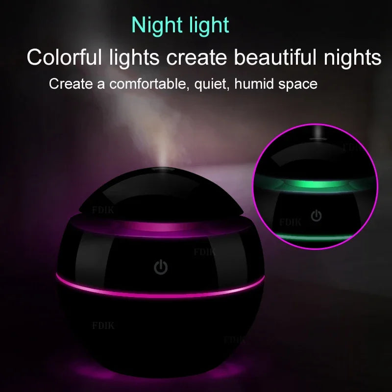 130Ml USB Aroma Essential Oil Diffuser Ultrasonic Mini Humidifier Air Purifier 7 Color Change LED Night Light for Office Home