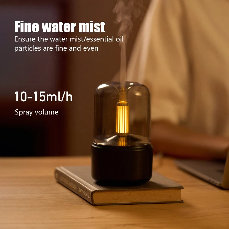 120Ml Air Humidifier Candlelight Night Light Fragrance Diffuser Home Essential Oil Mist Sprayer Air Purifier Aroma Humidificador
