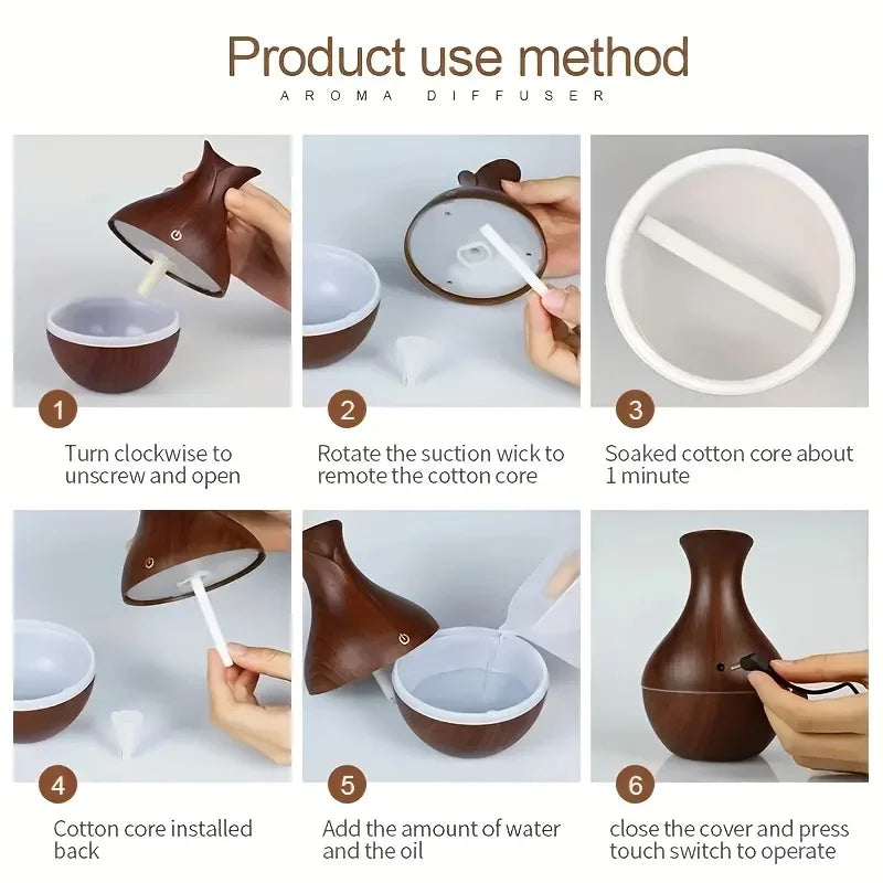 200Ml USB Aroma Essential Oil Diffuser Ultrasonic Mini Humidifier Air Purifier 7 Color Change LED Night Light for Office Home
