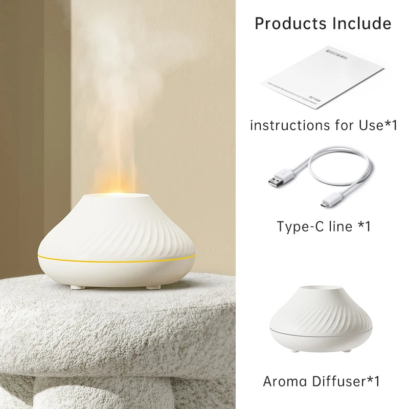 Flame Aroma Diffuser 130ML Essential Oil Diffusers USB Portable Air Humidifier with Color Night Light Realistic Fire