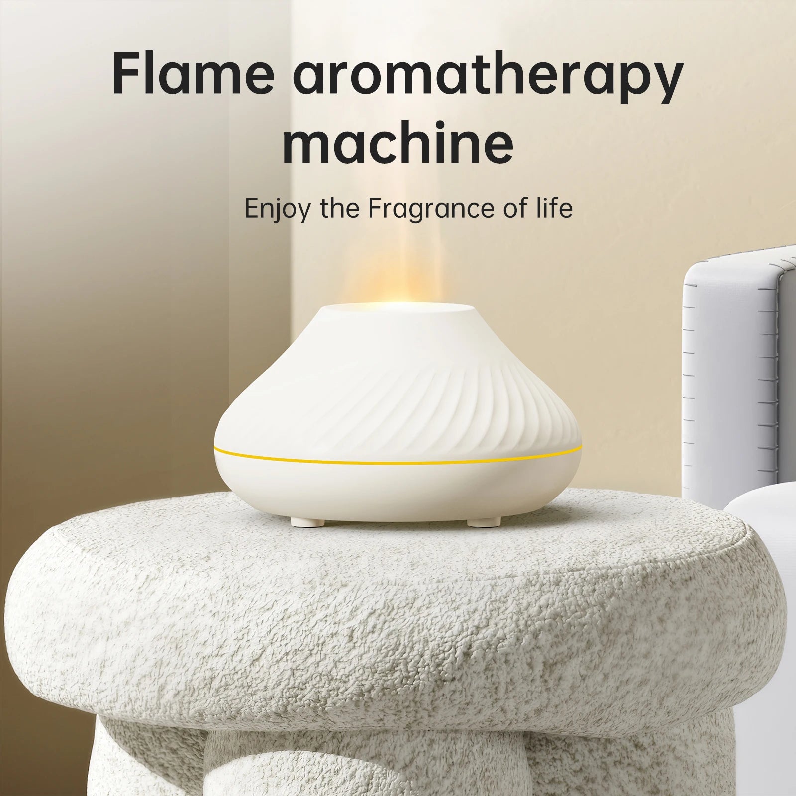 Flame Aroma Diffuser 130ML Essential Oil Diffusers USB Portable Air Humidifier with Color Night Light Realistic Fire