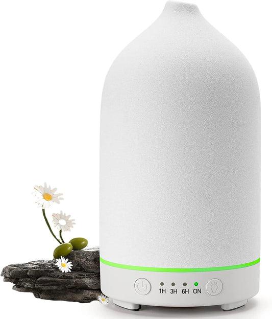 Ceramic Air Humidifier Aroma Diffuser Aromatherapy Cool Mist Ultrasonic Essential Oil Diffuser with 7 LED Humidifier
