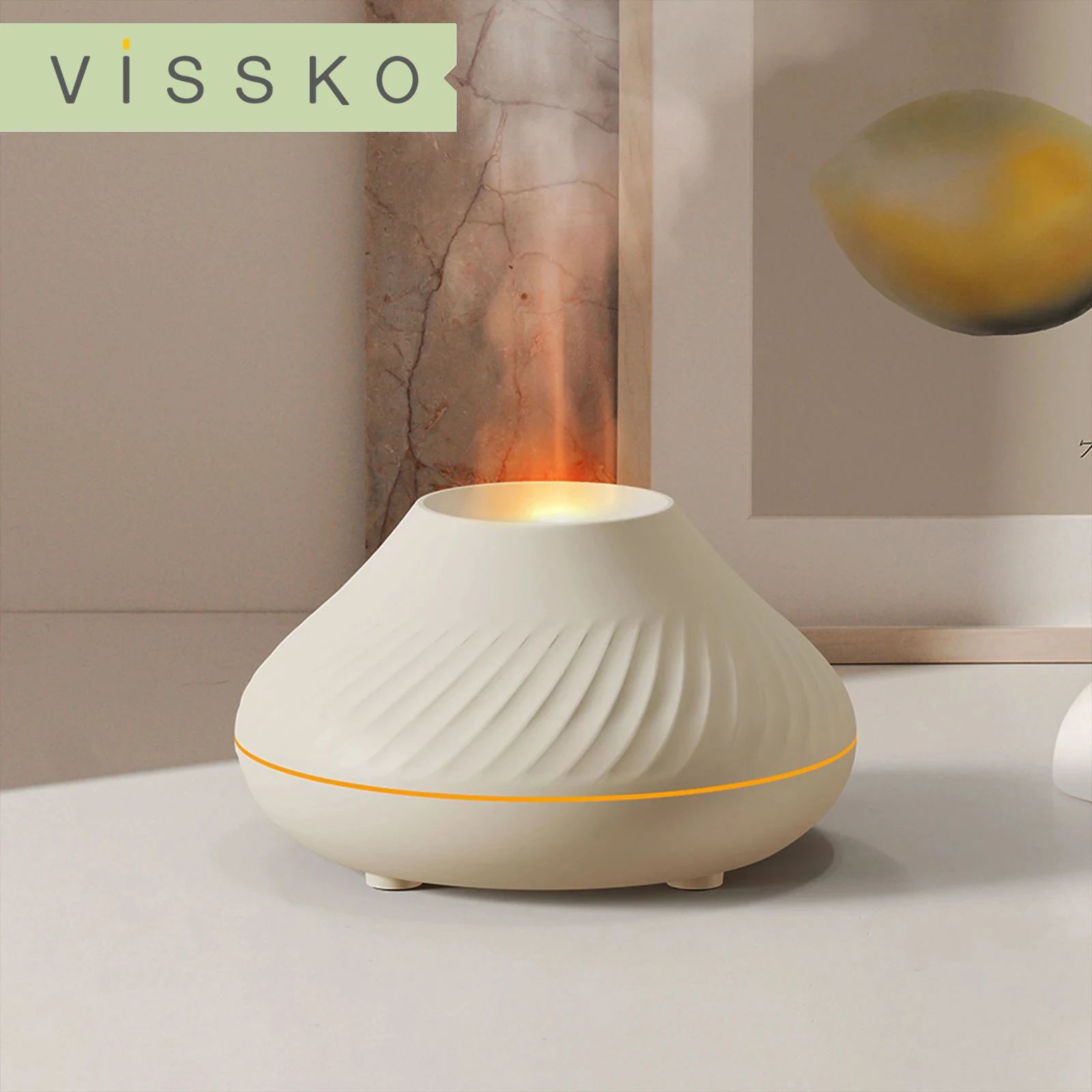 Flame Aroma Diffuser 130ML Essential Oil Diffusers USB Portable Air Humidifier with Color Night Light Realistic Fire